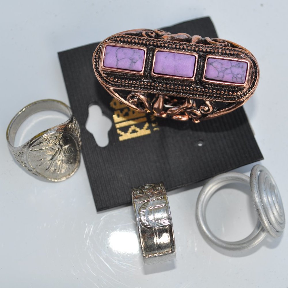 Jewelry rings fantasy rare retro vintage fashion rings gorgeous fantasy lot of 4